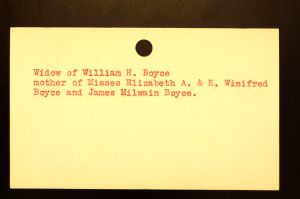 Boyce, Mrs. Catherine V. B. Milwain - Menands Funeral Card (Back)