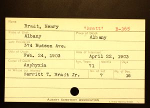 Bratt, Henry - Menands Cemetery Burial Card