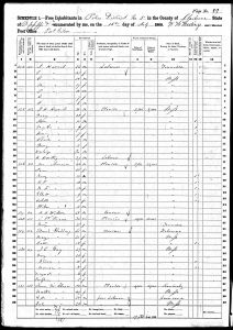 Census 1860 Brandywine, Claiborne, Mississippi, USA Year: 1860; Census Place: Police District 5, Claiborne, Mississippi; Page: 582; Family History Library Film: 803580