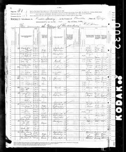 Warren, DeLavantia Elizabeth, 1880, Census, USA, Umtilla, Umtilla, Oregon