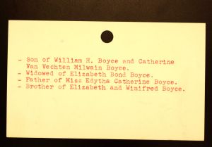 Boyce, James Milwain - Menands Funeral Card (back)