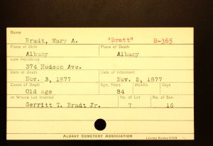 McWilliams, Mary Ann (Bratt) - Menands Cemetery Burial Card