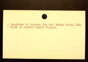 Ide, Alma (Fisher) [Back] - Menands Cemetery Burial Card