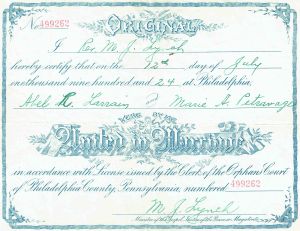 Larrain, Able and Maria Petravage Marriage Certificate