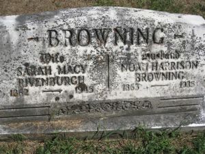 Browning, Noah H and wife Sara Macy Rivenburgh