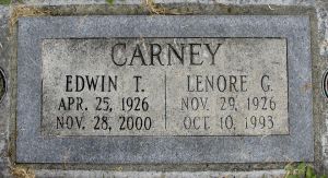 Carney, Edwin T and Lenore Gove Headstone Carney, Edwin T and Lenore Gove Headstone