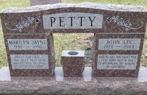 Headstone-Petty, John Lee and Marilyn Jayne (Douglass)