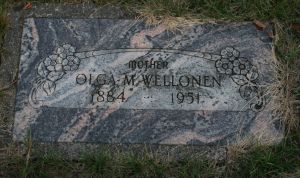 Sandstrom, Olga Marie (Wellonen) - Headstone